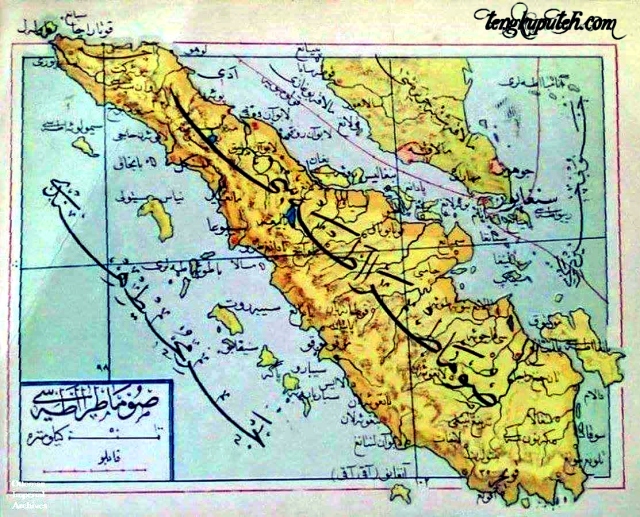 Peta Aceh Sumatera dan Semenajung Melayu Arsip Kekhalifahan Turki Usmani